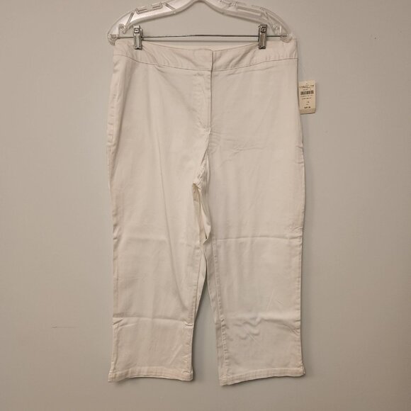 NEW Coldwater Creek Pants Size 14 Sateen Crop White NWT‎ See Description - Picture 1 of 11